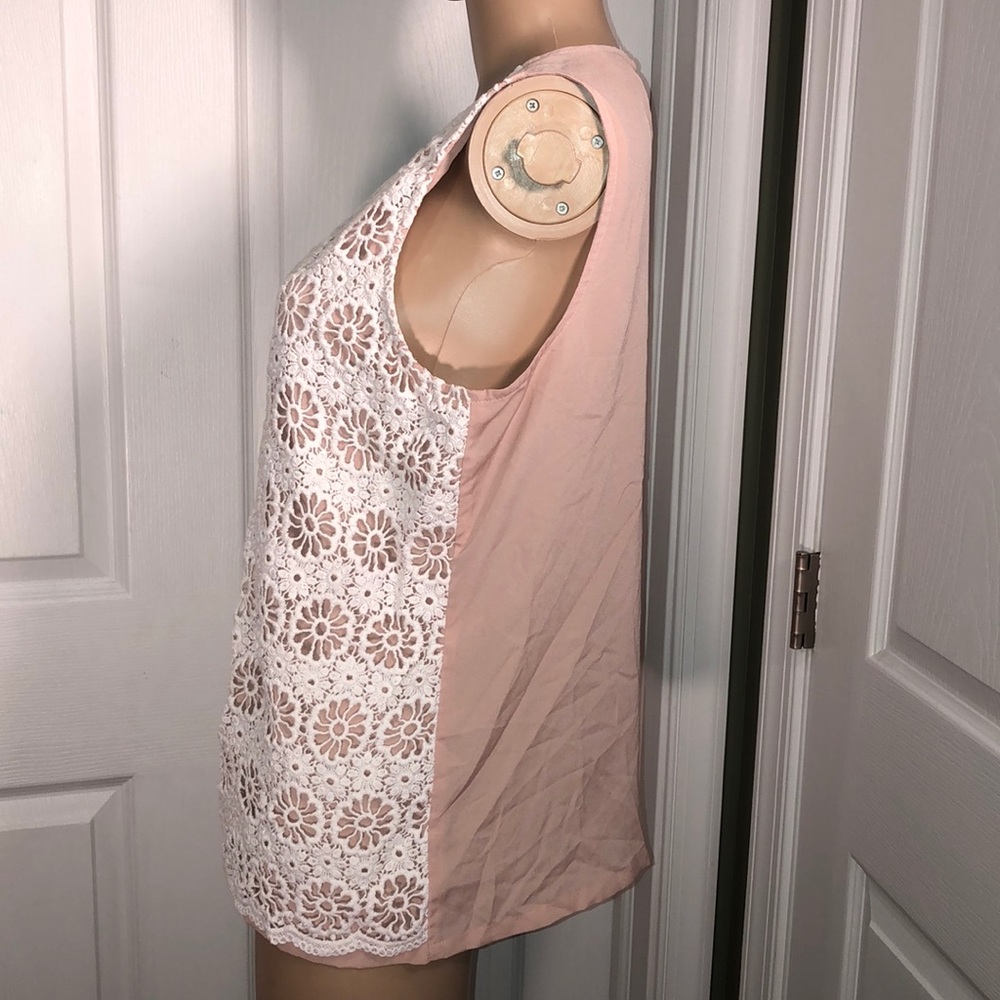 Ann Taylor LOFT Tan & White Top M - Picture 3 of 6